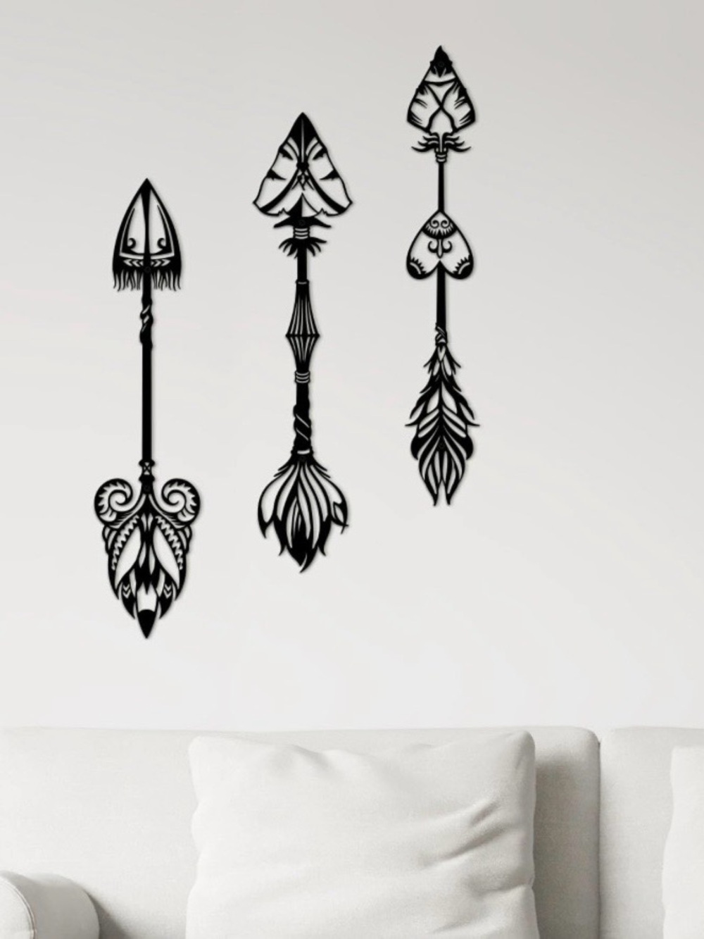 Black Decorative Metal Arrow Wall Decor- Elegant Tribal Set